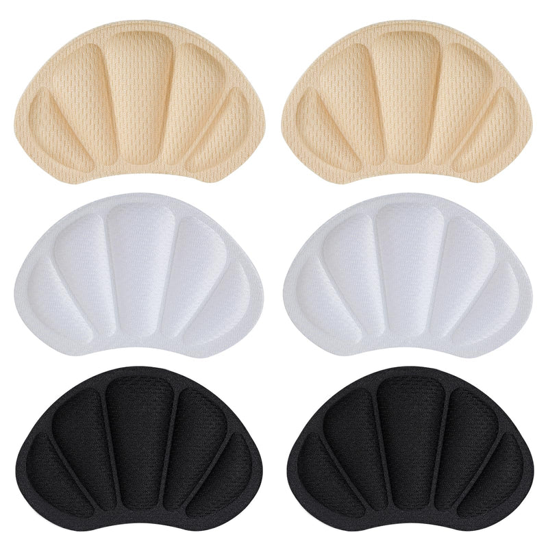 [Australia] - Kronwahl 3 Pairs Heel Protector Shoe Insoles, Premium Heel Pad for Shoes, Comfortable Heel Protector, Self-Adhesive Non-Slip Heel Cushions for Optimum Comfort Beige, White, Black 