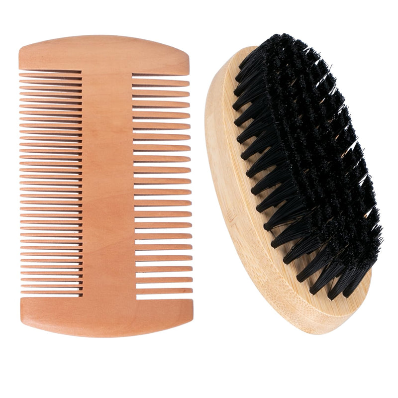 [Australia] - Acooruiteng Beard Brush Beard Comb Beard Brush Men Beard Comb Men Beard Brush Beard Brush Beard Comb Beard Comb Bristle Brush for Daily Beard Care Pack of 2 