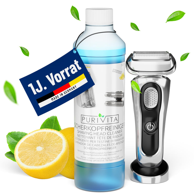 [Australia] - PURIVITA shaving head cleaner refill liquid - compatible with Braun Clean & Renew cleaning cartridges - Braun cleaning cartridges Series 9 - Braun razor cleaning cartridges - 500ml 