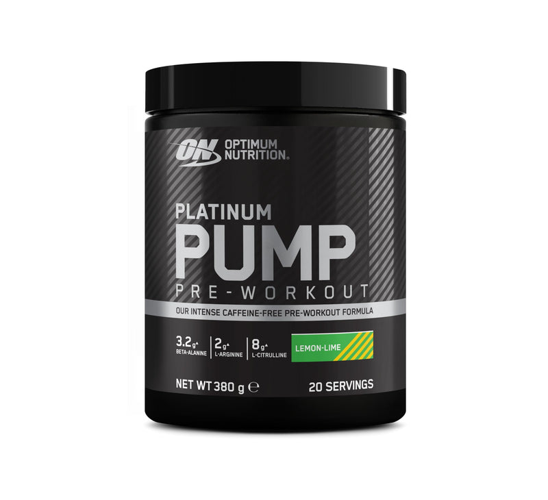 [Australia] - Optimum Nutrition Platinum PUMP Pre-Workout, Integratore Alimentare Pre-Workout Intenso Senza Caffeina con Fruitflow, Beta-Alanina, L-Arginina, L-Citrullina, Gusto Lime, 20 doses, 380 g 