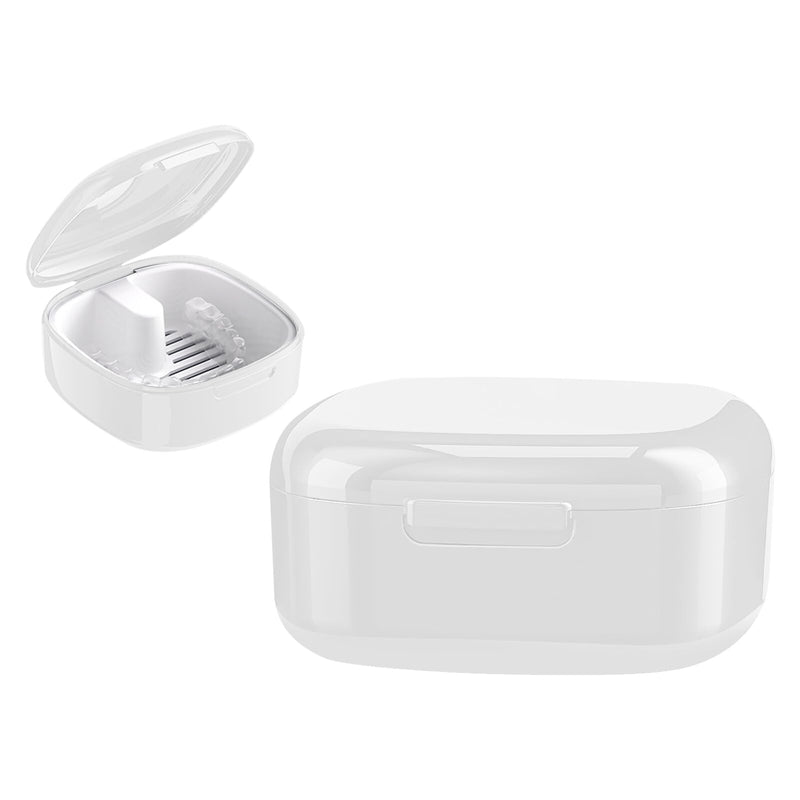 [Australia] - GmeDhc Braces box with sieve, portable denture box cover, invisible braces storage box, denture box, for holder, cleaning box white B 