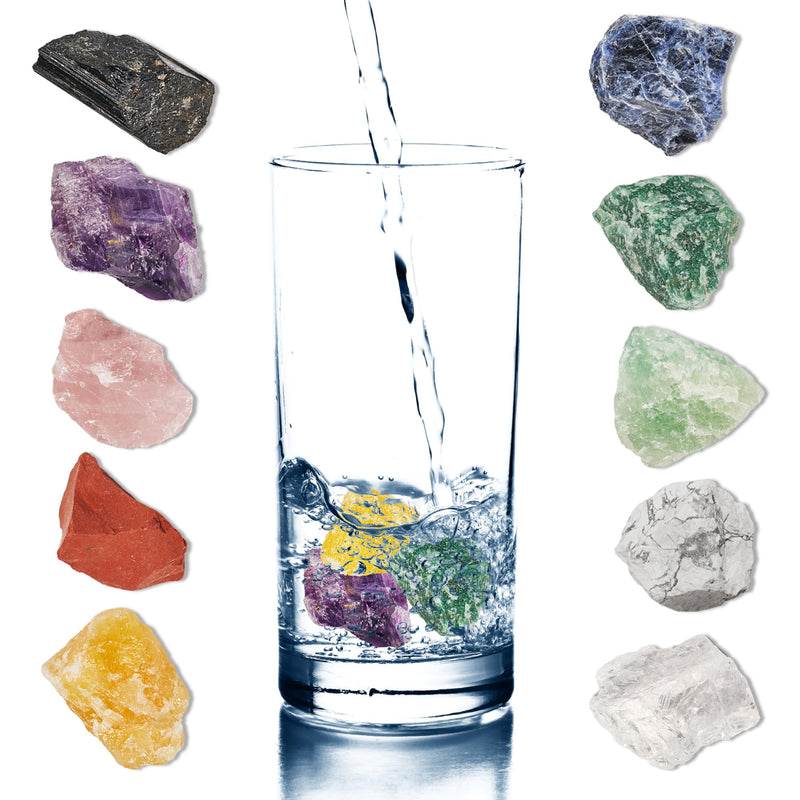 [Australia] - PURAJA All in One Gemstone Set | Put together all water stone mixtures yourself One piece of each of the 10 most popular water and healing stones | 100% natural stones 300g 