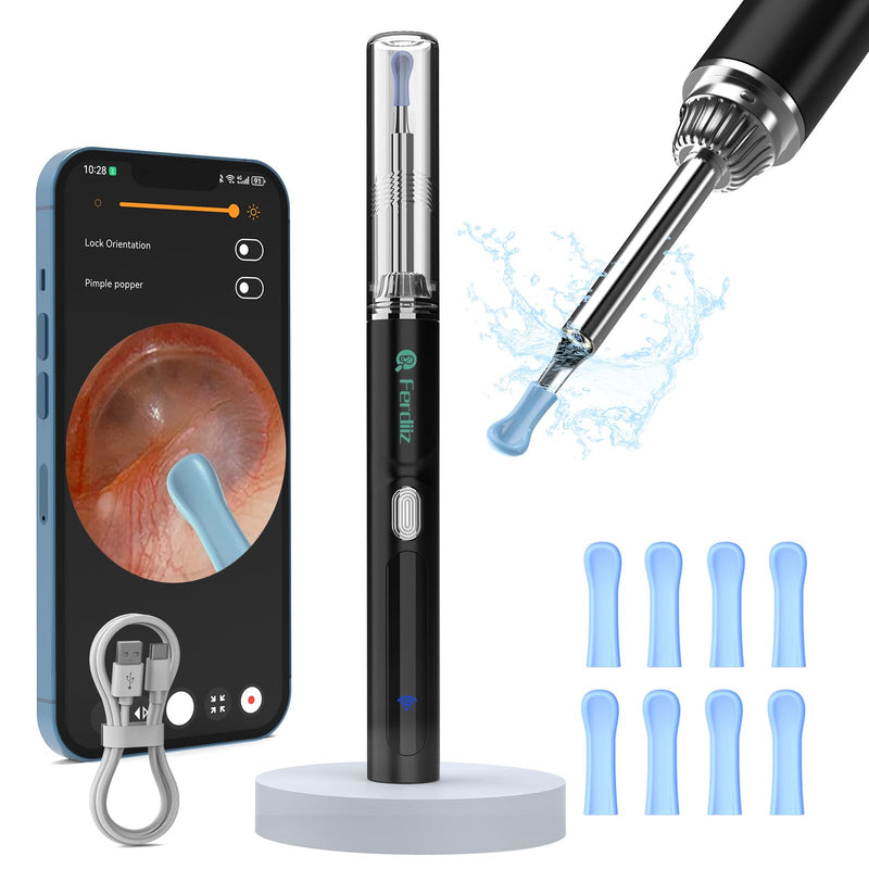 [Australia] - Earwax Remover Otoscope, Ferdiiz 1080P Ear Cleaner with Camera, IP67 Waterproof Ear Cleaning for iPhone, iPad and Android Smartphones.(Black) Black 1 