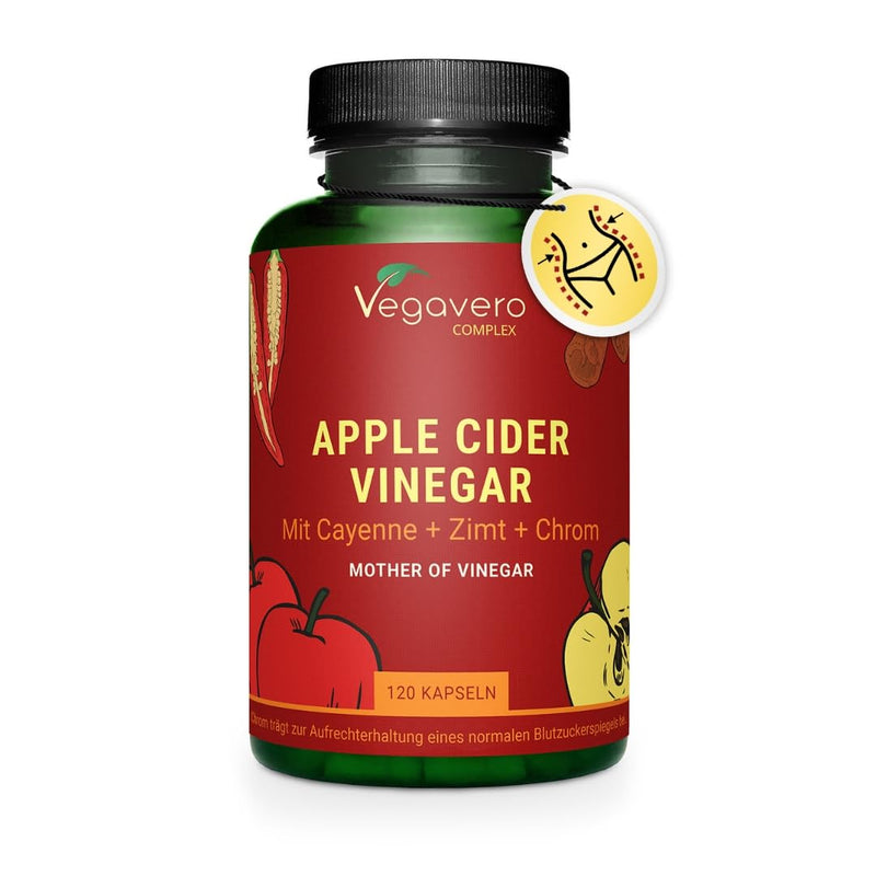 [Australia] - Apple Cider Vinegar Capsules | 1500mg | Vinegar complex + cayenne pepper + ginger | Blood sugar* & metabolism | Apple Cider Vinegar | Laboratory tested & vegan | Vegavero® 