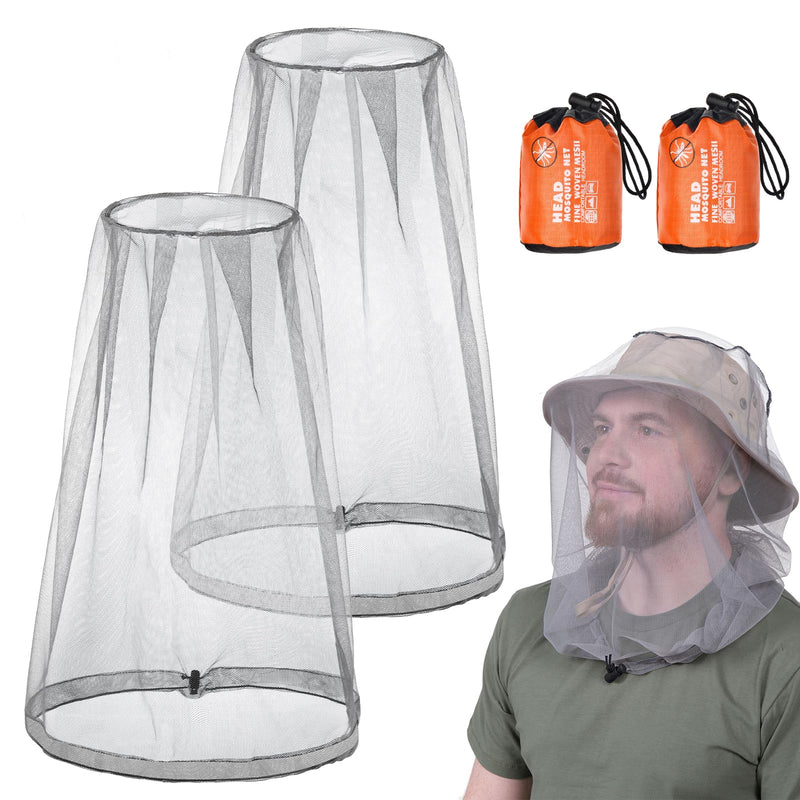 [Australia] - ACWOO 2PC Head Net Face Mesh Head Cover, Mosquito Head Net Face Mesh, Net Head Protection Net, Head Net Face Mesh Head Cover for Outdoor Lovers, Climbing, Fishing, Beekeeping (Grey) 2pc-grey 