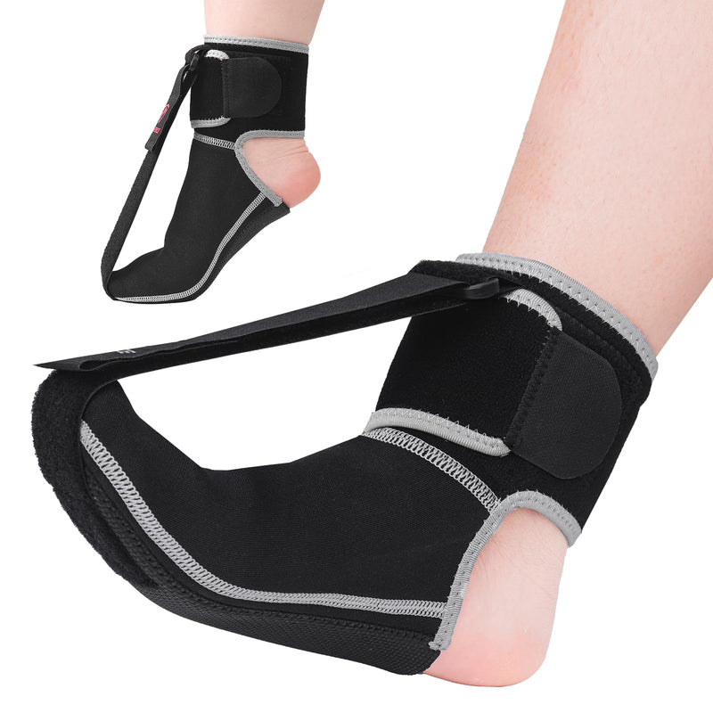 [Australia] - COMFORCE Adjustable Plantar Fasciitis Night Splint, Non-Slip Plantar Fasciitis Socks for Relieving Foot Pain, Plantar Fasciitis, Achilles Tendonitis, Heel Spurs, Flat Arches, L (Black) 