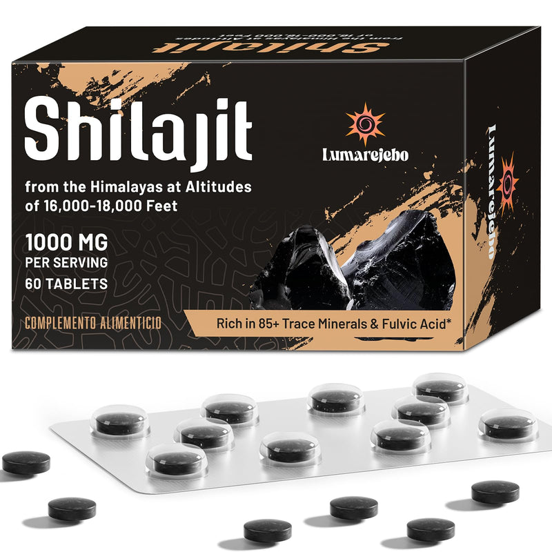 [Australia] - Shilajit Tablets Original 30,000 mg, 100% Pure High Dose High Potency Himalayan Mumijo Shilajit, Rich in 60% Fulvic Acid and Minerals, 10:1 Extract, More Practical than the Resin Form (60 Tablets) 60 Pieces (Pack of 1) 