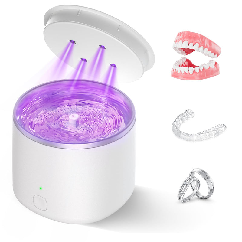 [Australia] - Ultrasonic Cleaner Portable Ultrasonic Cleaning Device for Dentures, Rechargeable Ultrasonic Cleaner with 2 Modes for Aligners, Retainers, Whitening Trays, Jewelry, Ultrasonic Cleaner, 49KHZ 