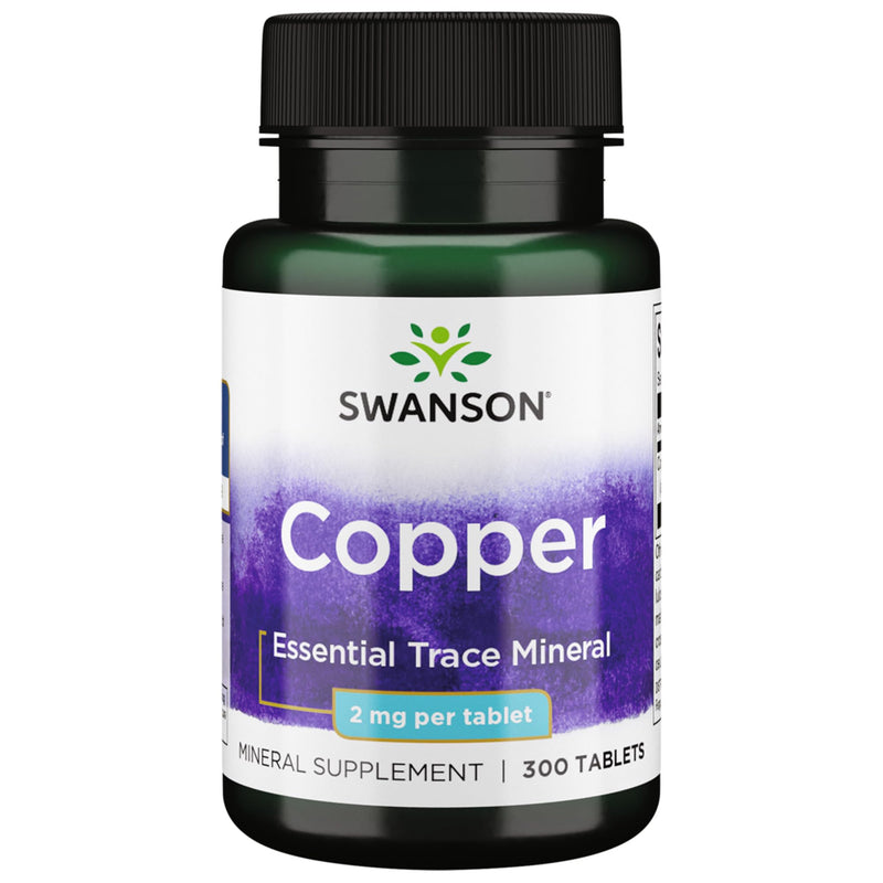 [Australia] - Swanson, Copper, 2mg copper, copper bisglycinate, 300 tablets, high dosage, laboratory tested, soy-free, gluten-free, non-GMO 