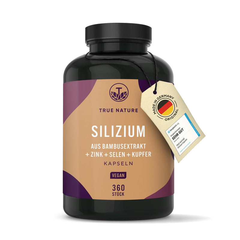 [Australia] - Silicon - 360 capsules for 4 months - Organic silicon 519mg per day - High dosage - Naturally derived from Indian bamboo extract - Hair vitamins - Zinc, selenium & copper - Vegan - TRUE NATURE silicon 
