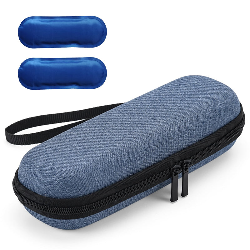 [Australia] - Geaanen Insulin Cooler Bag, Insulin Cooler Box, Insulin Pen Bag, Diabetes Bag, Medication Cooler Bag, Compact and Portable, Waterproof, Heat-Insulating and Wear-Resistant (Blue, + Ice Strips*2) 