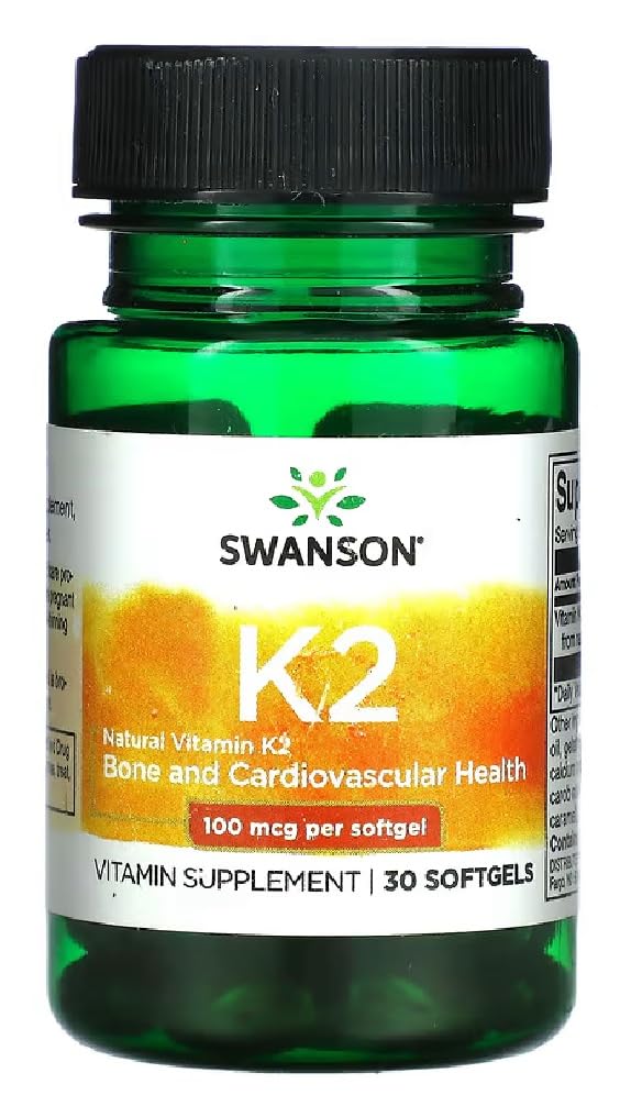 [Australia] - Swanson - Vitamin K2 | Supports Bone Health and Cardiovascular Health Derived from Natto, 100 mcg - 30 Softgels 