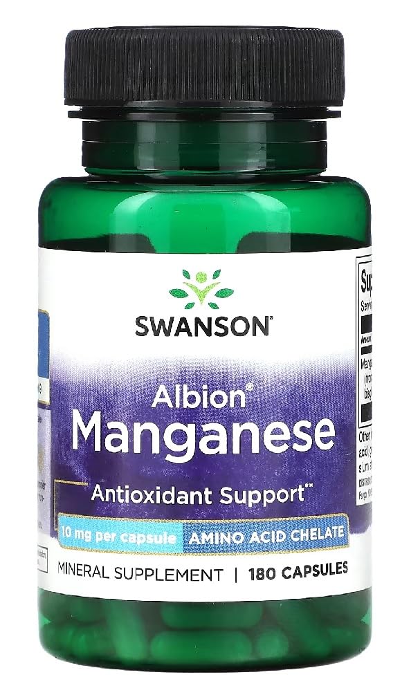 [Australia] - Swanson - Albion Chelated Manganese | Essential Mineral Supplement for Tendon and Bone Health - 180 Capsules 