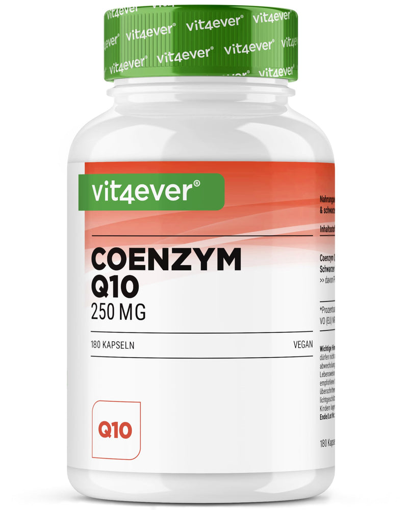 [Australia] - Coenzyme Q10 extra high dose with 250 mg per capsule - 180 capsules - 6 months supply - Premium: Q10 from vegetable fermentation + piperine - 100% ubiquinone - Vegan 180 pieces (pack of 1) 