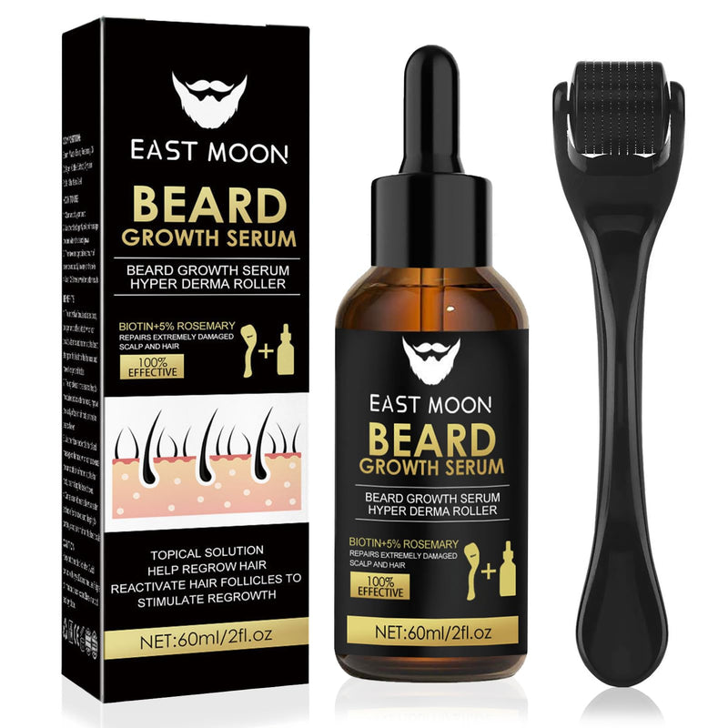 [Australia] - Beard growth kit, beard growth set with derma roller, beard growth serum oil/beard roller, beard growth kit, stimulates mustache and hair growth, gifts for men, father, black 