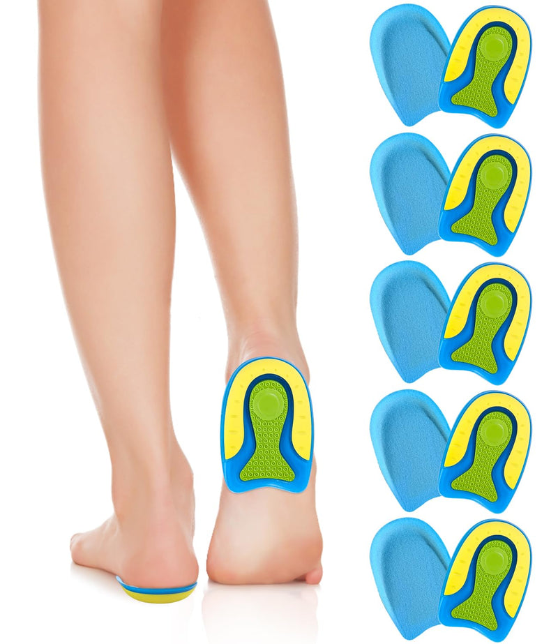 [Australia] - Toaren 5 pairs of heel spur insoles (size L) heel pads made of silicone gel, heel cushion orthopedic, women and men, heel gel cushion, soft gel insoles for relief from plantar fasciitis and heel spurs 5 blue 