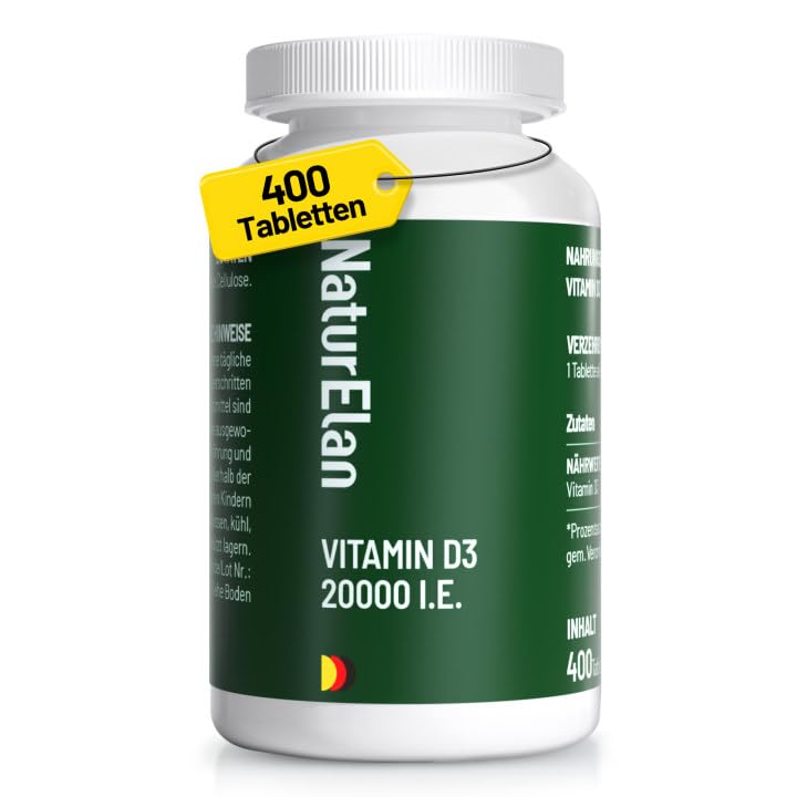 [Australia] - Vitamin D3 20,000 IU high dose - 400 tablets, sunshine vitamin for the immune system, vegetarian, produced in Germany 