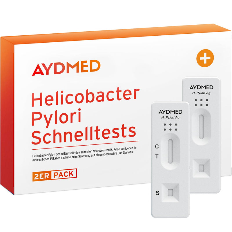 [Australia] - 2 x AYDMED Helicobacter Pylori rapid test | H Pylori test kit for self-test stool examination for stomach ulcers & gastritis | Heartburn & Stomach Ulcer Test 98% Accuracy CE Certified 