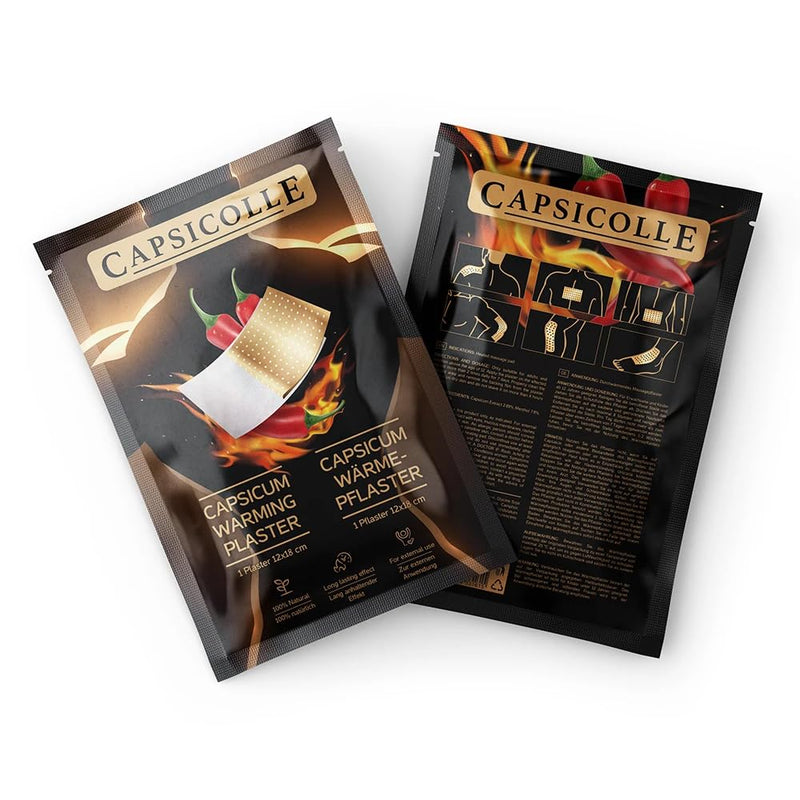 [Australia] - Capsicolle® Natural Capsaicin Heat Plaster 12x18 cm - Flexible, Long-Lasting Heat, For Back, Joint & Muscle Pain, Suitable for Sports, 100% Organic Active Ingredients (2) 2 