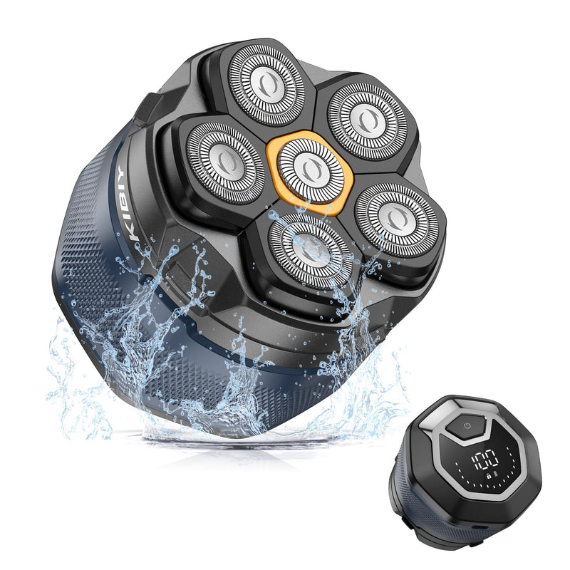 [Australia] - Men's Electric Bald Shaver, Kibiy Upgraded Head Shaver with Removable 6D Head, IPX7 Waterproof Head Shaver for Bald Heads with LED Display, Type-C Charging, Head Shaver for Bald Men with Non-Slip Design 