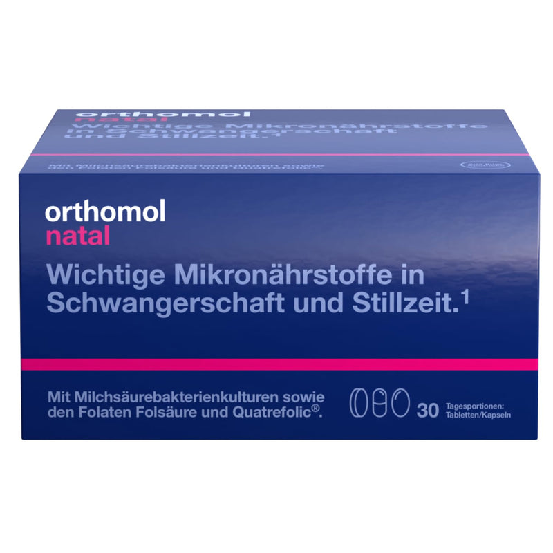 [Australia] - Orthomol Natal - micronutrients for pregnancy and breastfeeding - with folic acid, other vitamins and zinc - tablets/capsules, 30 daily portions 
