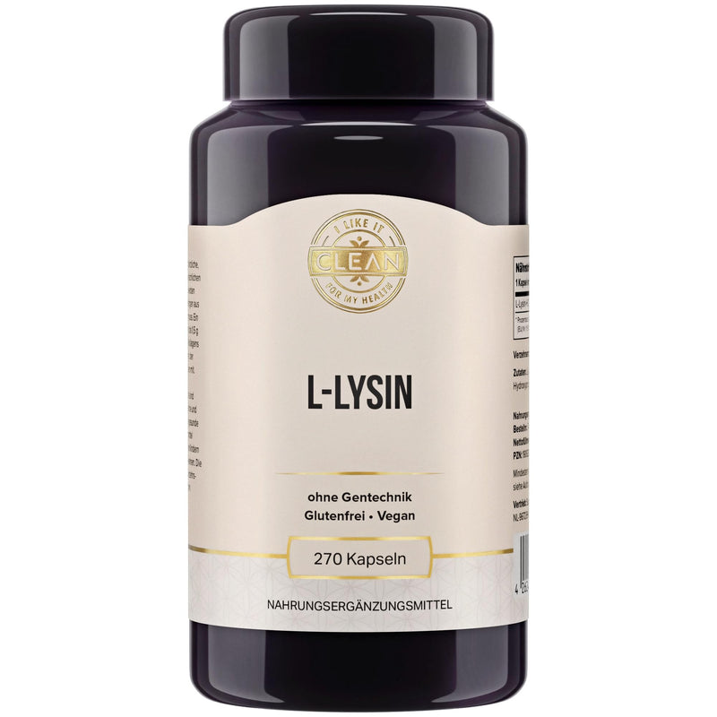 [Australia] - I-like-it-Clean® - L-Lysine - 500 mg L-Lysine HCl per capsule - 270 capsules - from plant fermentation - vegan, laboratory tested, without genetic engineering, without additives - produced in Germany 