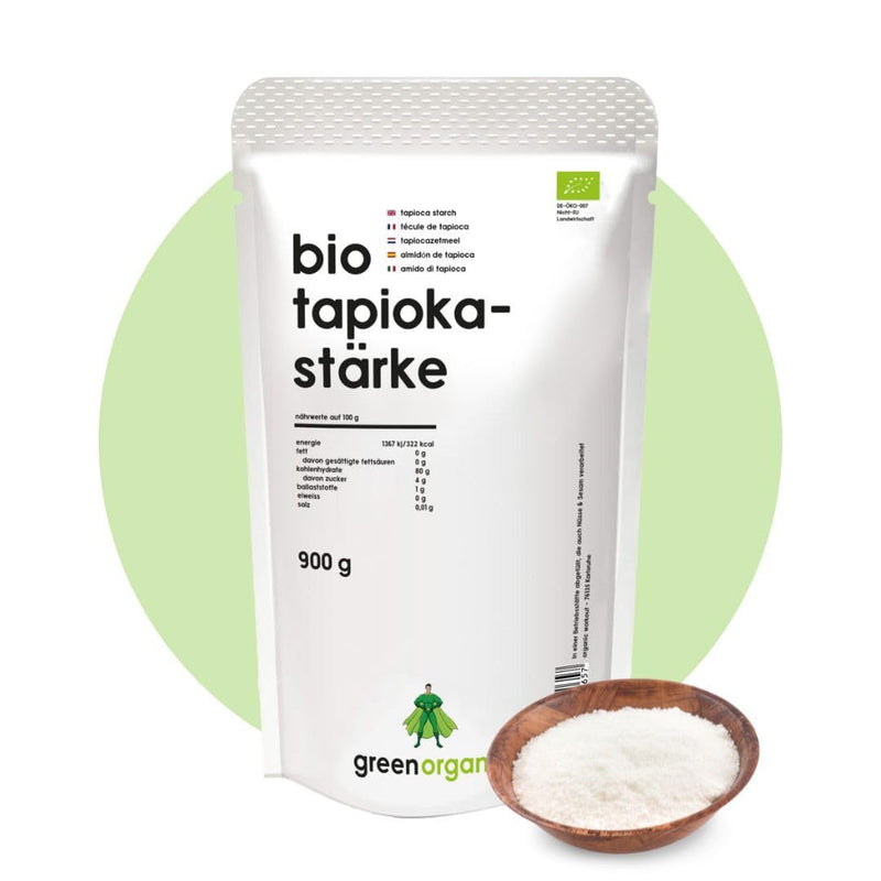 [Australia] - Tapioca starch organic - gluten-free - ideal for baking cooking thickening setting mochi organic tapioca pearls bubble tea - bottled and controlled in Germany - 900 g tapioca (starch) 900 g (pack of 1) 