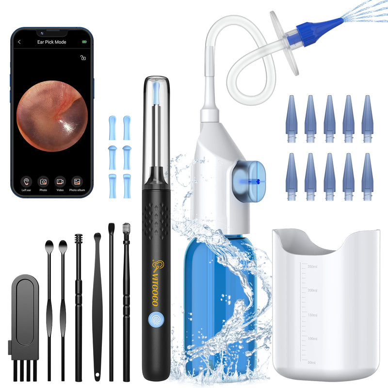 [Australia] - Ear cleaner earwax remover, VITCOCO ear cleaner for adults, ear irrigation system for adults & children, ear irrigation with 9+1 ear tips and water catch basin, blue 