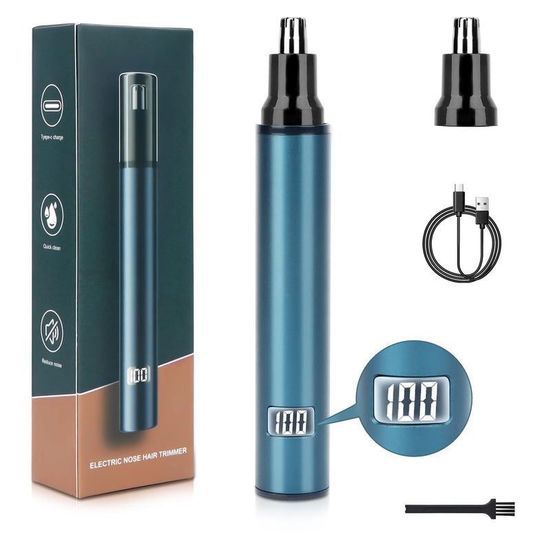[Australia] - OWill 2 in 1 Nose Hair Trimmer Men/Women, Type-C Rechargeable Digital Power Display Full Aluminum Body Nose Trimmer, Washable Nose Hair Trimmer 