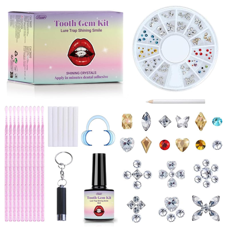 [Australia] - Tpyag Tooth Gem Kit, Tooth Gemstone Set, DIY Krystal Decoration for Tooth, Shinning Tooth Removable Tooth Ornaments, Jewelry Accessories for Tooth with Glue, for Party Daliy Life, Tooth Jewelry Glue (B) B 