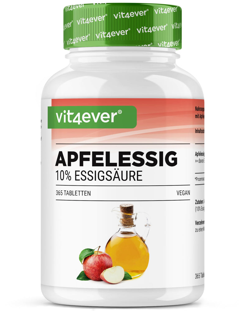 [Australia] - Apple cider vinegar - 365 tablets - High dose with 1000 mg per daily serving - With 10% apple cider acetic acid - 6 month supply - Apple cider vinegar - Without unwanted additives - Vegan 