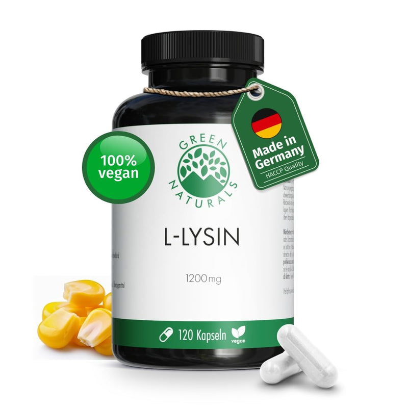 [Australia] - High-dose L-lysine capsules - 120 capsules with 1200 mg L-lysine per daily dose - vegan & laboratory tested 