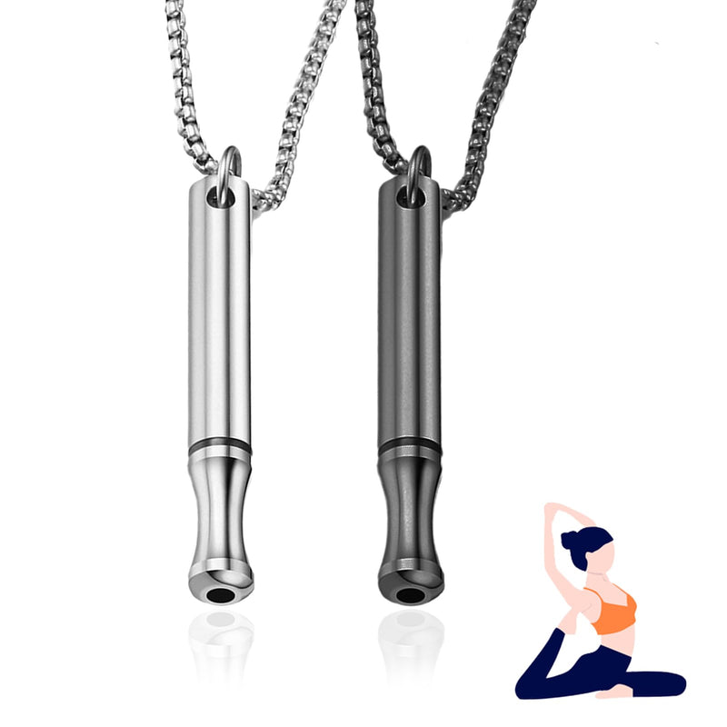 [Australia] - Pack of 2 smoking cessation aids, V2 necklace, smoke-free original, breathing chain, smoke-free aid, smoking cessation chain with whistle, fear breathing necklace with resistance, against quitting smoking necklace 