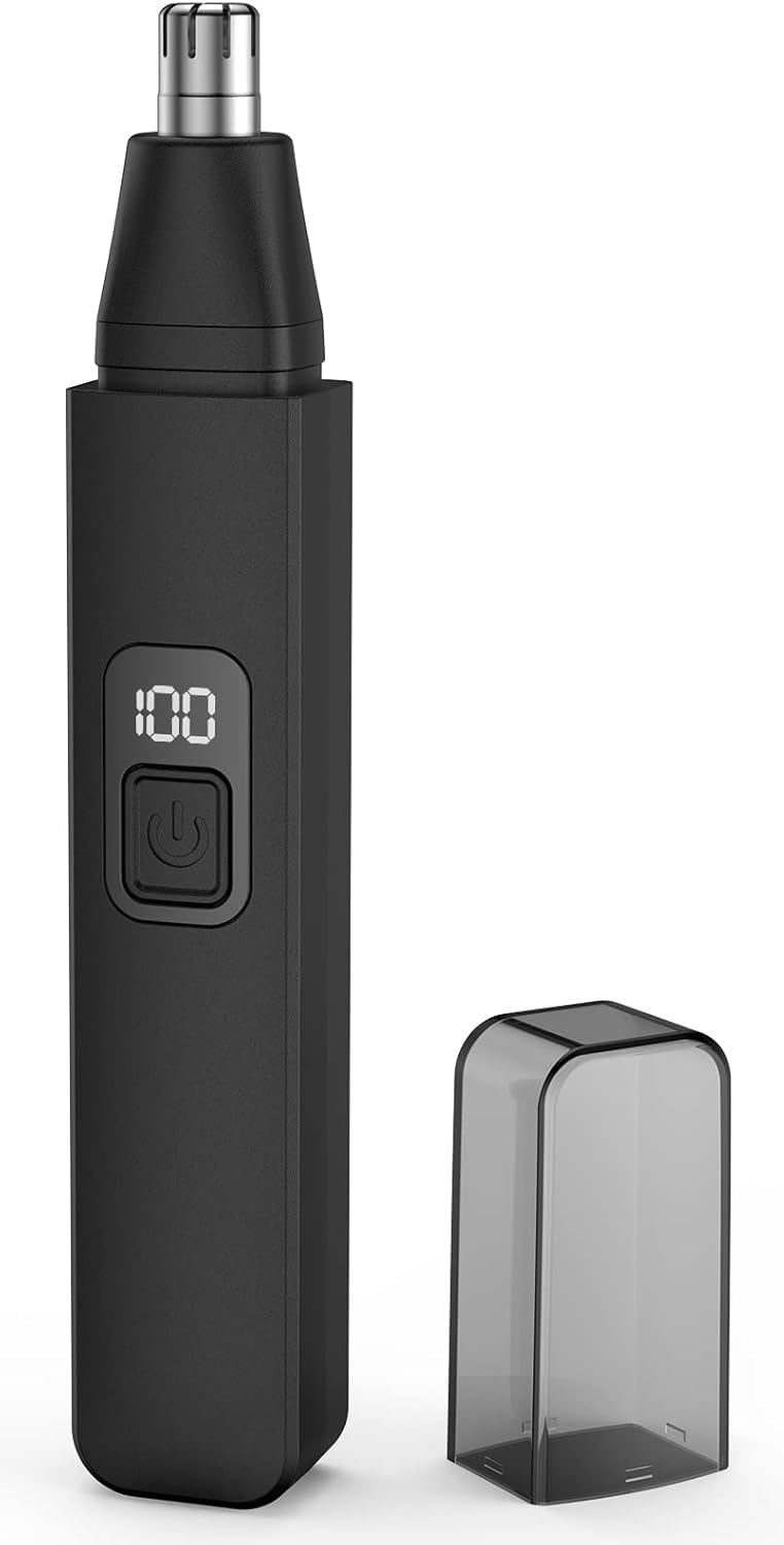 [Australia] - Nose Hair Trimmer, Rechargeable Wireless Ear Eyebrow Trimming Tool Dual Edge Blades Shaver Easy Cleaning with Indicator Light for Man Woman (Black) Black 