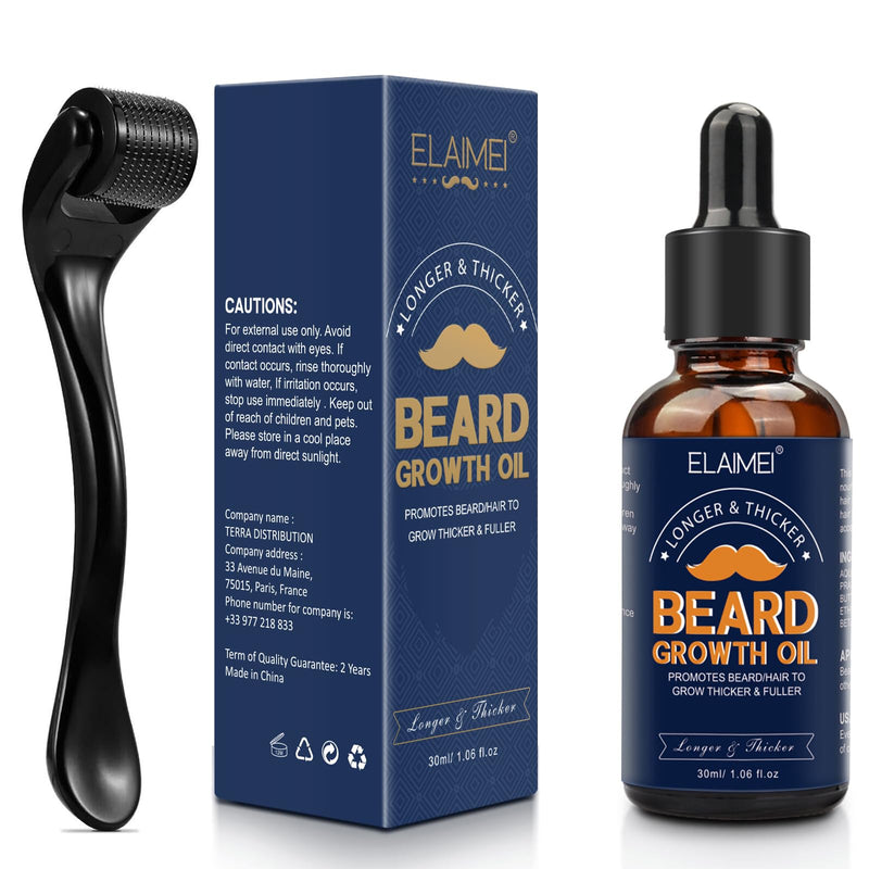 [Australia] - JSBNQRMZ Beard Growth Set, 0.5 mm Dermaroller for Beard Growth, Beard Roller for Hair Growth for Men and Fathers, Care Tool, Stimulates Beard, Mustache and Hair Growth 