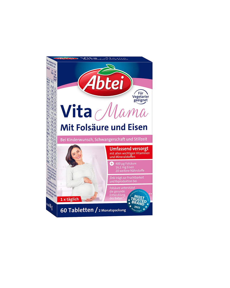 [Australia] - Abtei Vita Mama - dietary supplement for those wishing to have children, pregnancy and breastfeeding - with all important vitamins and minerals - vegetarian - 1 x 60 tablets 