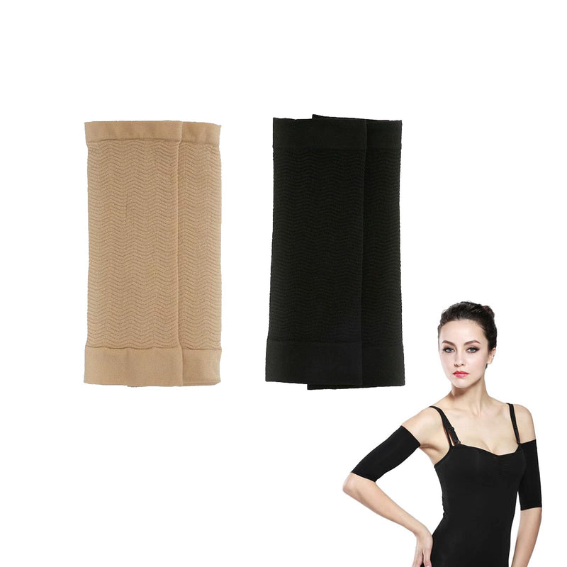 [Australia] - DHWEKU 2 Pairs Compression Arm Sleeves Lymphedema Arm Warmer Shaper Arm Sleeves Arm Socks Arm Cuff Compression Sleeve for Elbow Arm Sleeve 