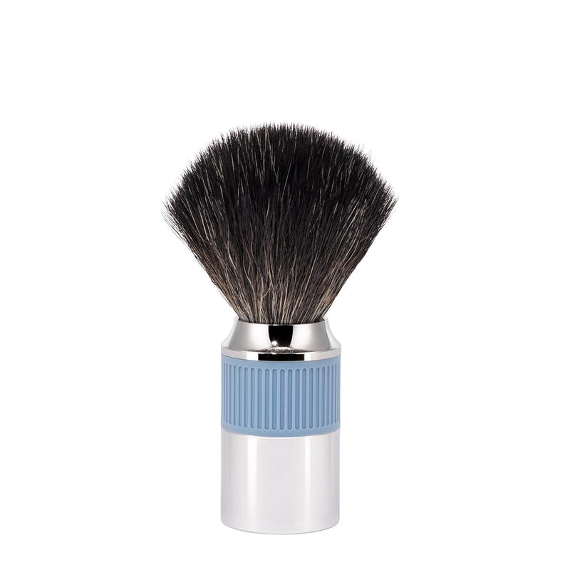 [Australia] - MÜHLE NEO shaving brush - shaving brush made of black fiber - chrome-plated metal and rubber grip handle - vegan - glacier blue 