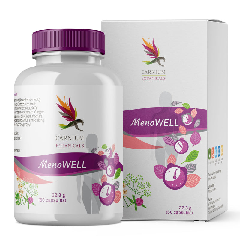 [Australia] - Carnium Botanicals MenoWELL - Meno Complex Menopause for Women - Angelica Sinensis, Raspberry Leaf, Soy Extract and Wild Yam Root - 60 vegan capsules 