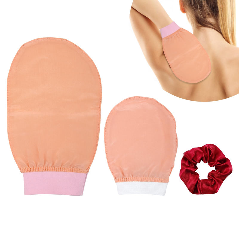 [Australia] - SRLWMYI Silk Exfoliating Glove 3 in 1, Satin Hair Tie, 100% Natural Exfoliating Glove Body Removes Dead Skin, Ingrown Hairs, Impurities Beautify Your Skin in Seconds! 