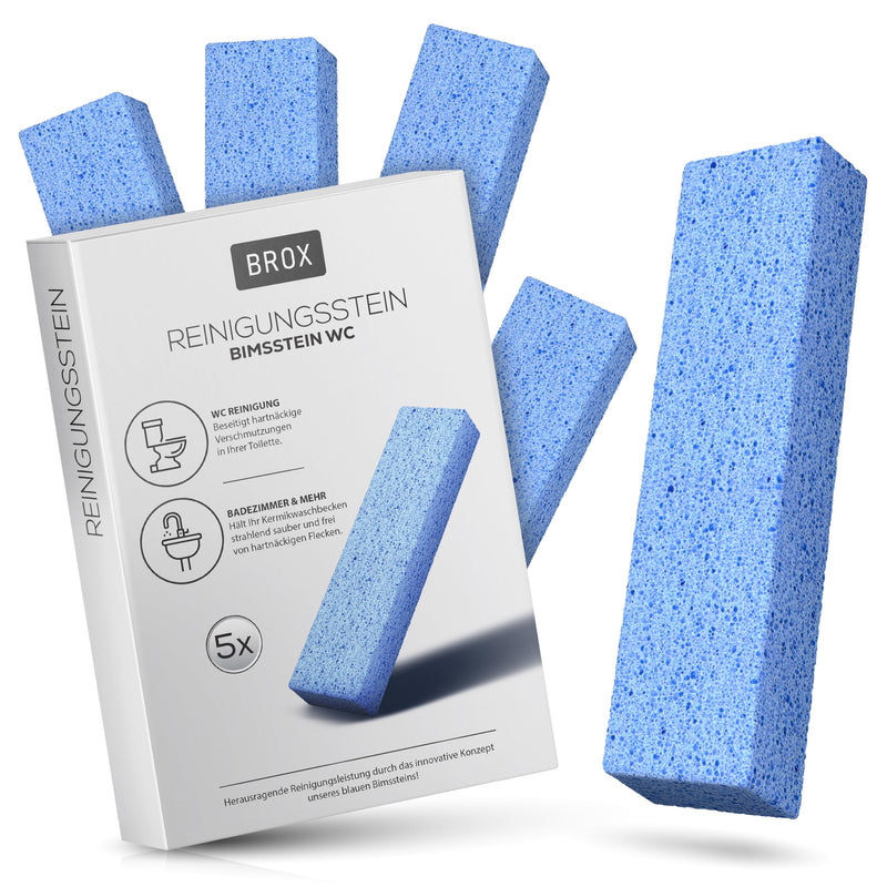 [Australia] - Pumice Stone Toilet Block - Cleaning Stone Blue (5 pieces) - Wonder Cleaning Stone for Toilet, Bathroom, Kitchen & Foot Care - Effective Limescale and Urine Stone Remover - Pumice Stone - The No. 1 Toilet Cleaner 1 piece (pack of 5) 