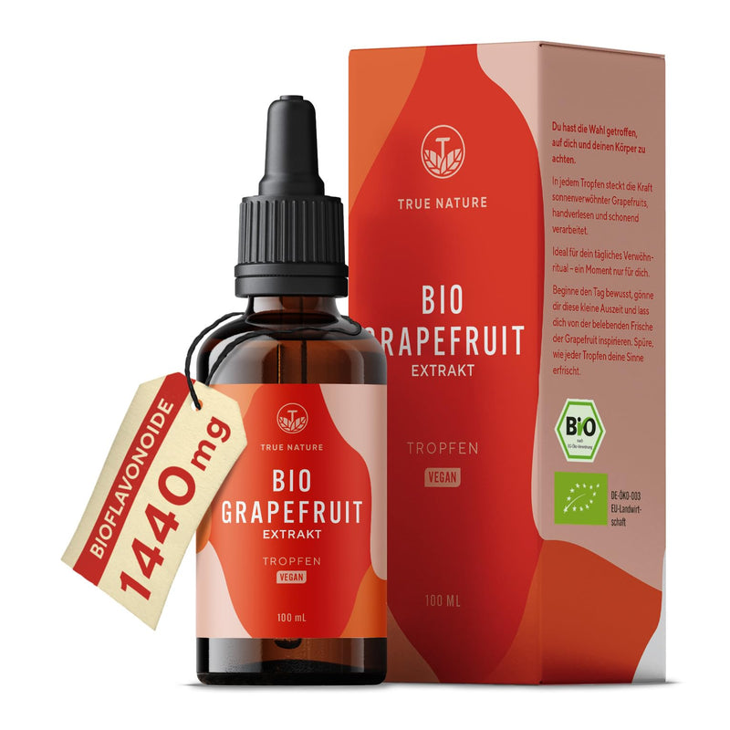[Australia] - Grapefruit extract organic drops - 1440 mg organic flavonoids / 100 ml high dosage - grapefruit from organic farming - vegan - natural and without additives - TRUE NATURE 100 ml (pack of 1) 