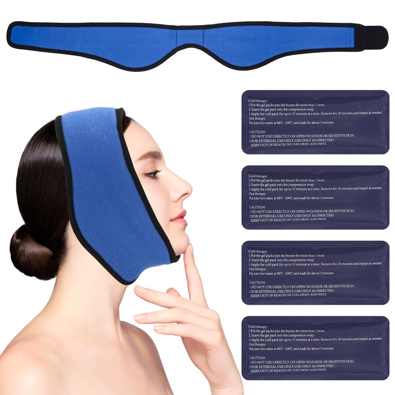 [Australia] - FAOKZE Wisdom Tooth Cooling Compress, Cooling Pads for Wisdom Teeth Op Cooling Pad Face After Tooth Surgery Cold Warm Compress, Cold and Heat Therapy, Pack of 4 Gel Packs 