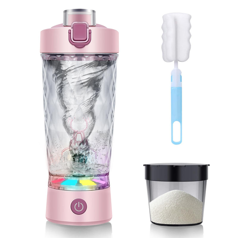 [Australia] - SOARFLY Shaker Electric Protein Shaker with Powder Compartment 650ML Protein Mixer Shaker USB Rechargeable, Electric Shaker for Protein Powder and Milkshake, Electric Protein Shaker, BPA-Free, Pink 
