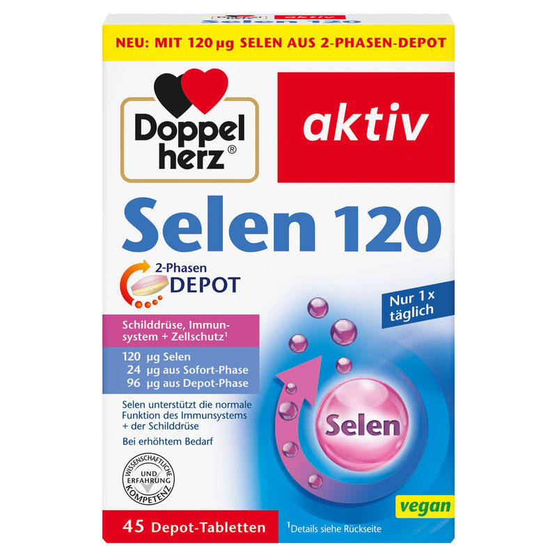 [Australia] - Doppelherz Selenium 120 2-Phase DEPOT - 120 μg selenium per DEPOT tablet - Selenium supports the normal function of the thyroid gland - vegan - 45 tablets 