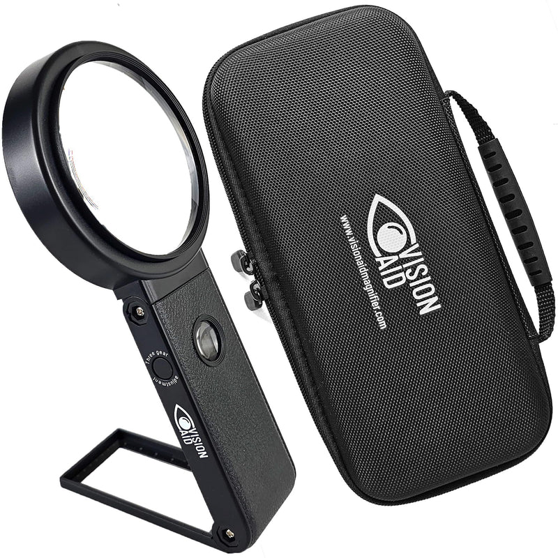 [Australia] - Vision Aid 30x Hands-Free Magnifier with Ultra Bright LED Lights and Case, 40x Magnifier with Stand for Reading Jewelry, Coins, Watches, Hobby, Crafts, Close Work, USB Rechargeable, Black USB Rechargeable - Deluxe Edition 