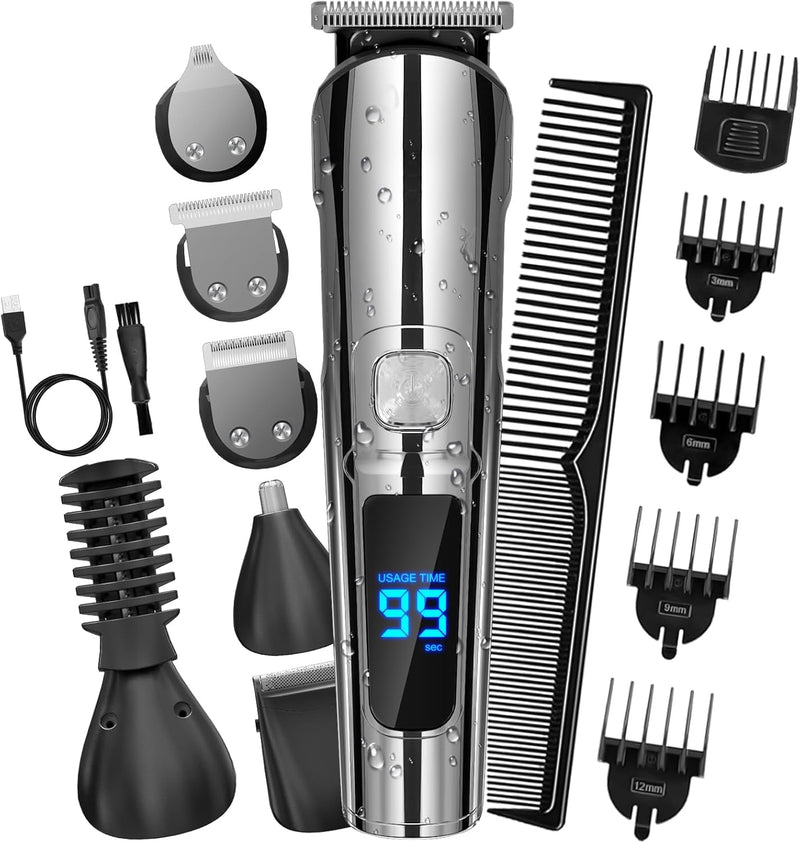 [Australia] - Professional electric beard trimmer men's hair trimmer: VESSTT hair trimmer beard trimmer nose hair trimmer body hair trimmer for men 11-in-1 trimmer set, USB rechargeable & waterproof razor 