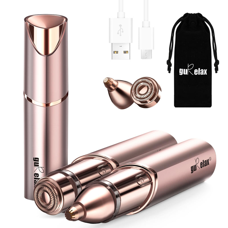 [Australia] - Facial Hair Remover for Women (Gen 3 Pro), guRelax Face Mini Hair Remover, 2024 Luxury Women's Beard Remover with Smartlight, for Face, Eyebrows, Fuzz, with 2 Flawless Replacement Heads Deluxe 2in1 Gold (2x Replacement Heads Included) 
