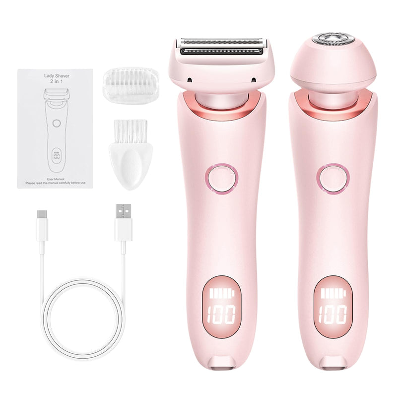 [Australia] - Electric Shaver for Women, Women's Shaver Electric, Intimate Razor for Women, 2 in 1 Wet/Dry Waterproof Razor Women's Intimate Area for Face Bikini Legs Arms Body Armpits (Pink) 