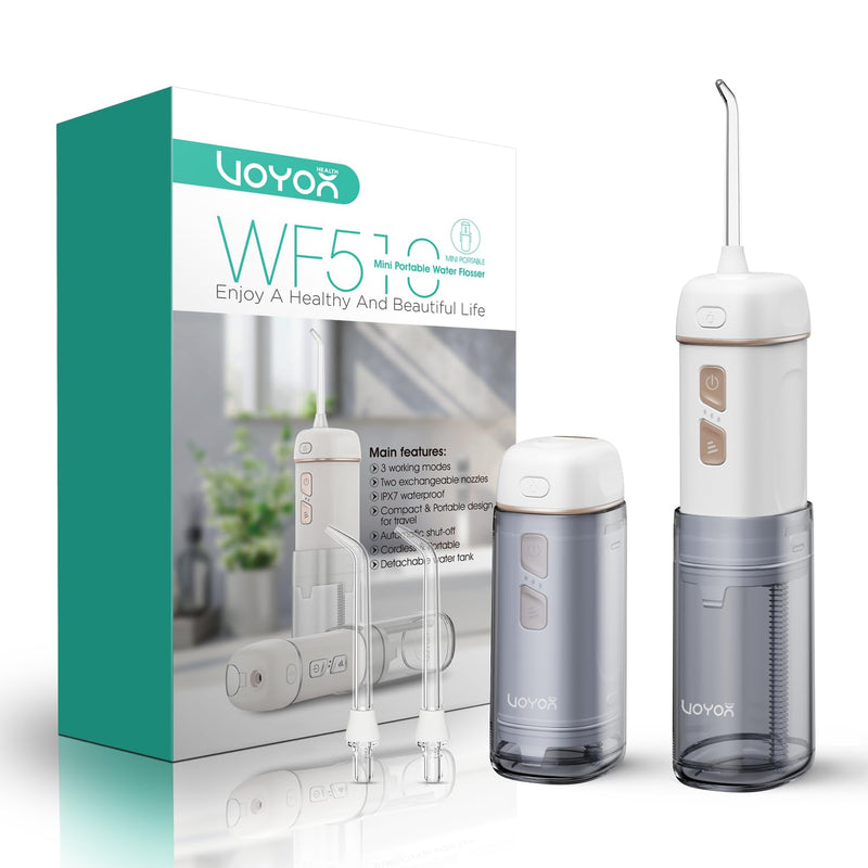 [Australia] - VOYOR-HEALTH Mini Portable Oral Irrigator Wireless Electric Oral Irrigator IPX7 Waterproof Rechargeable Water Flosser with 3 Modes for Home and Travel Teeth Cleaning WF510 (Gold) Gold 